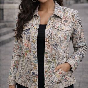 Floral Silver Tone Patterned Women's Blazer